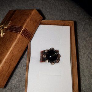 Black star diopside, labradorite and solid copper electroform ring